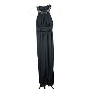 Poppies and Roses Jumpsuit Girls Size 10 Black Flowy Beaded Special Occasion New